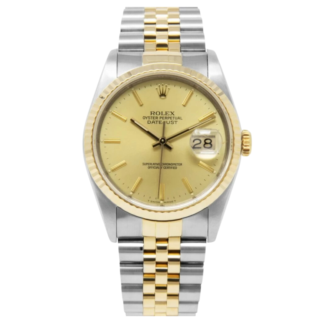 Rolex DateJust 16233 Champagne Baton Dial