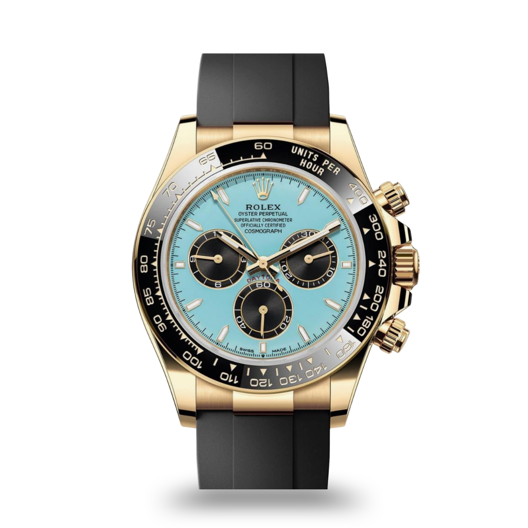 Rolex Daytona 126518LN Turquoise 18K Yellow Gold Oysterflex Watch – Pre-Owned